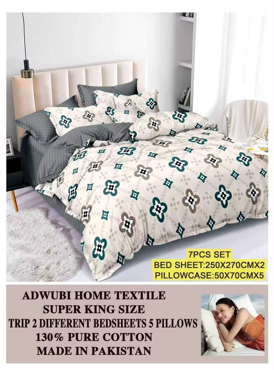 1 bedsheet 1 duvet 5 pillowcase, 100% cotton