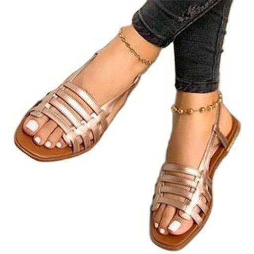 Fashion Ladies flat sandals - Gold