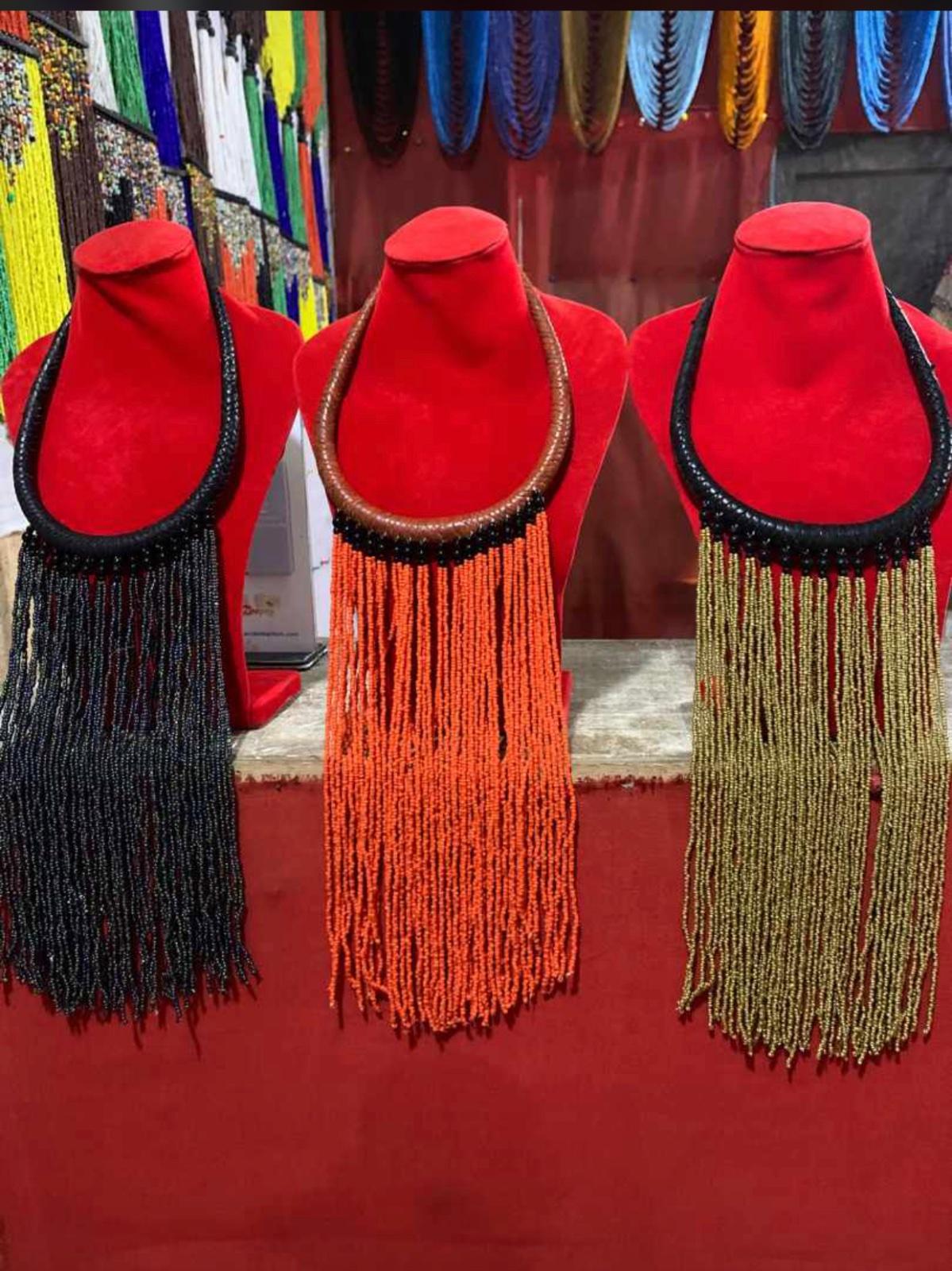 Leather beads necklace.