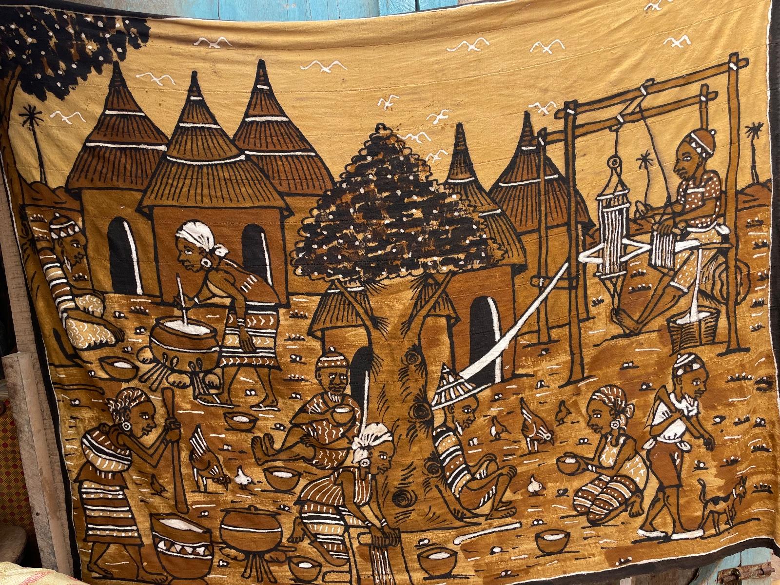 Village scene mud cloth.(bugolon)