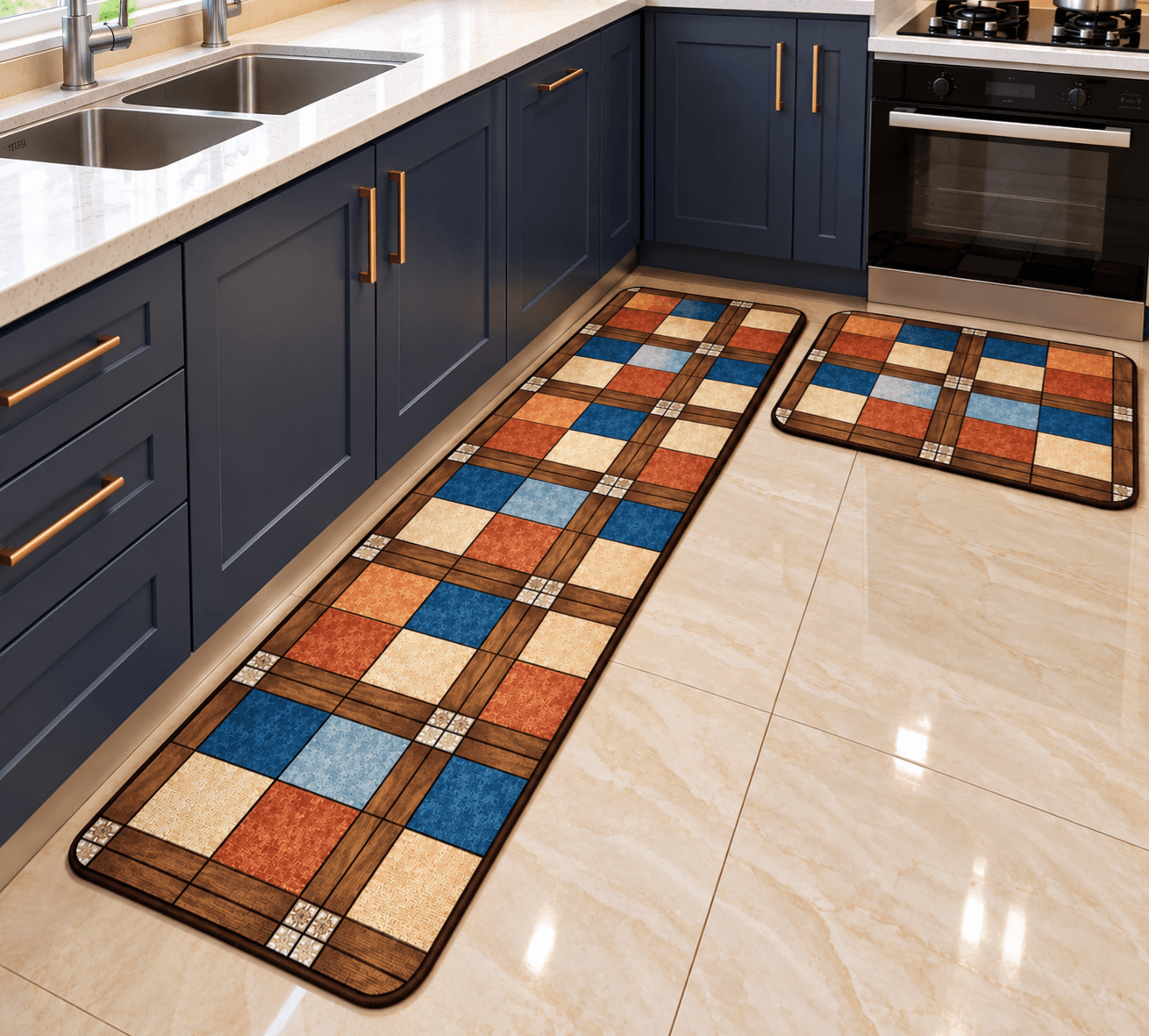 2pcs Kitchen Mat Set