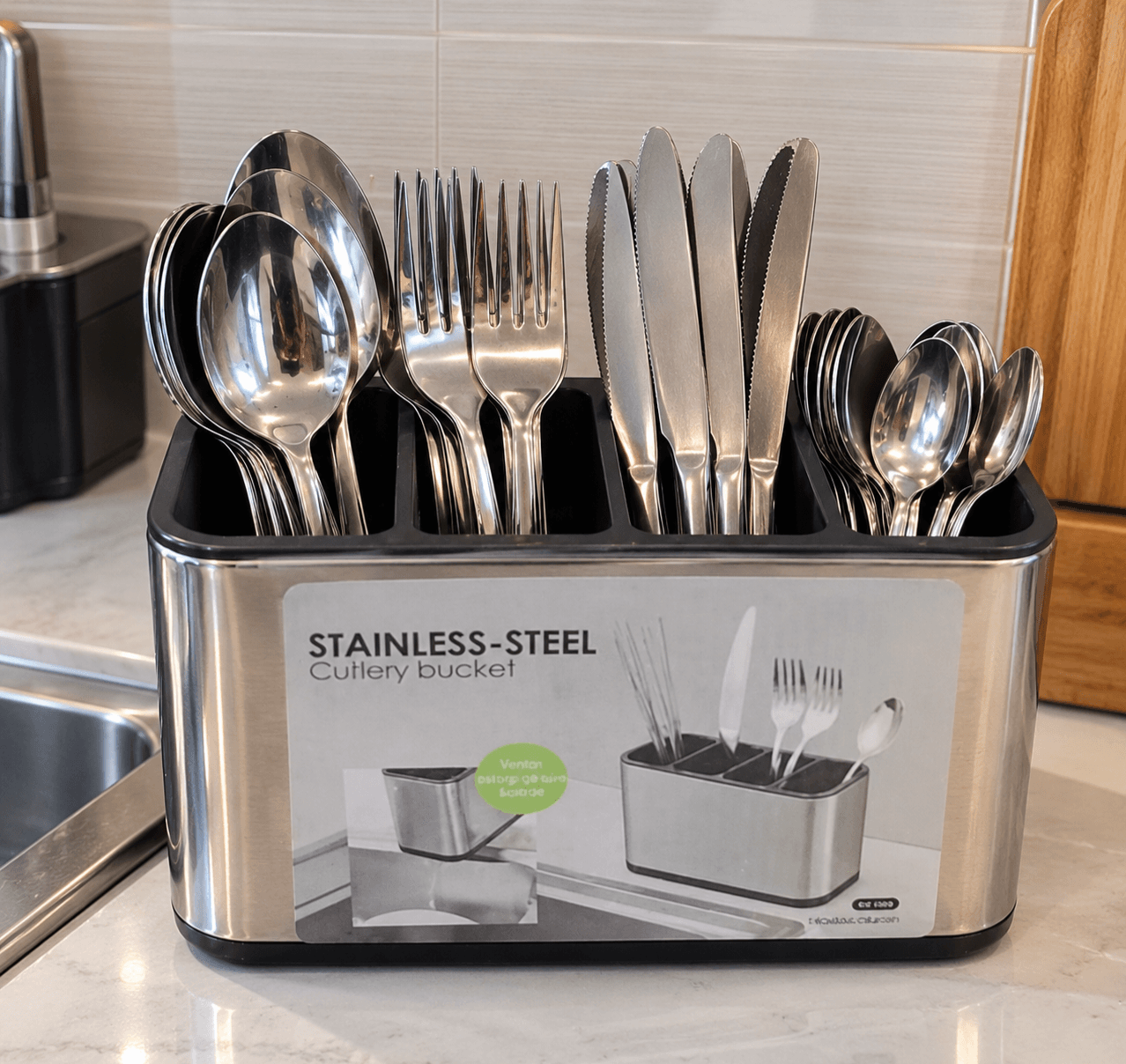 Stainless-steel Cutlery Bucket