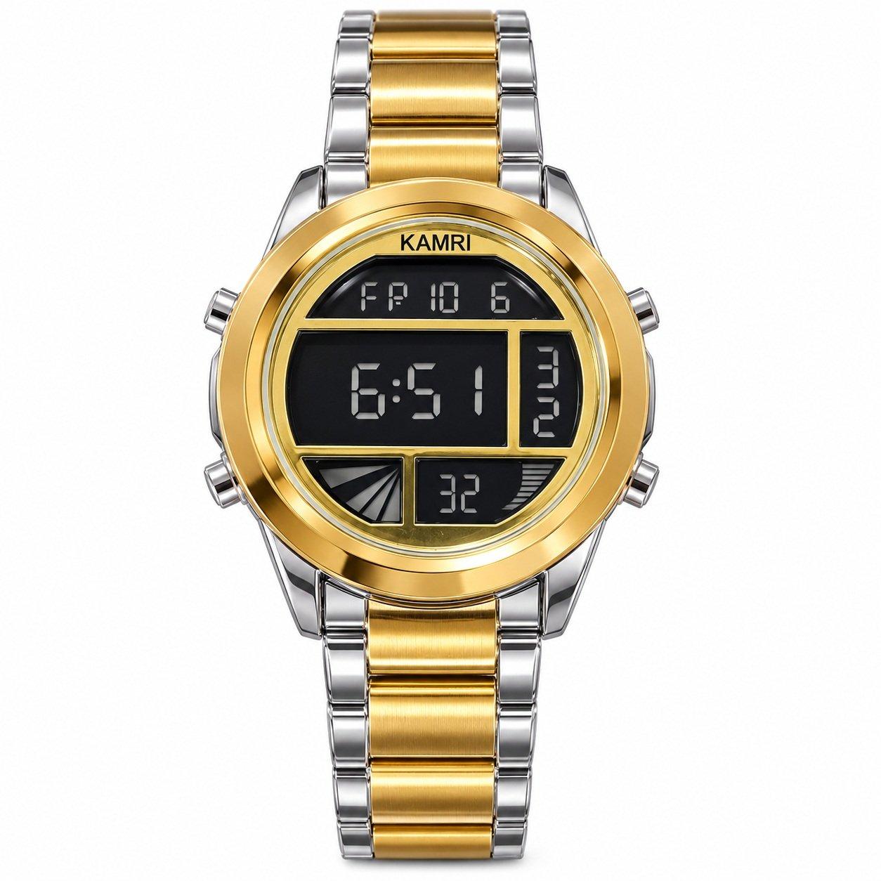 KAMRI Digital Bracelet Wristwatch - Silver and gold with black dial (Copy)